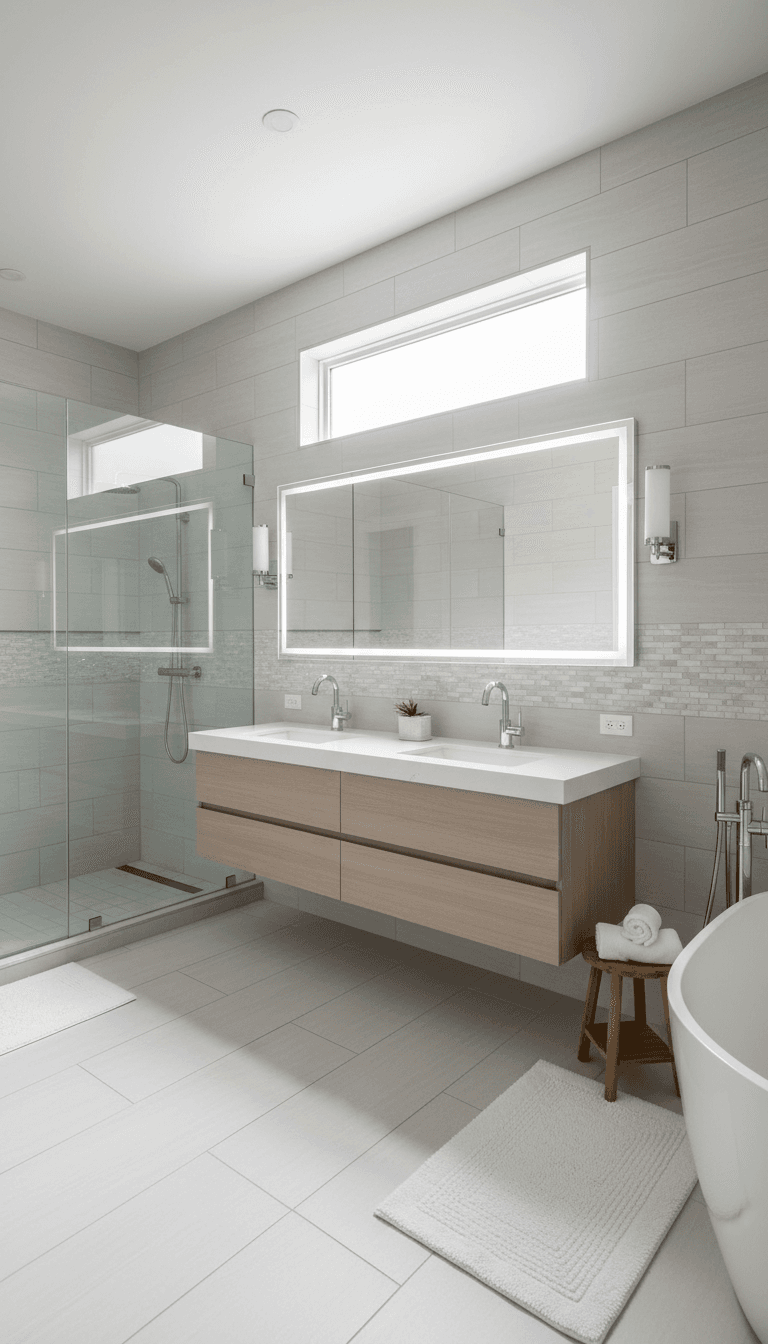Modern bathroom renovation with updated fixtures and stylish tiling