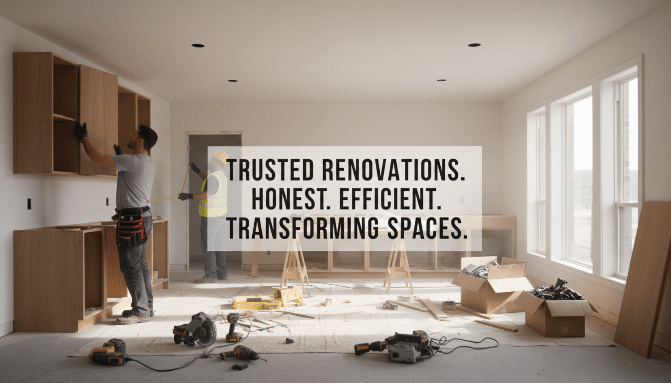 Construction workers executing quality remodel work on residential home project