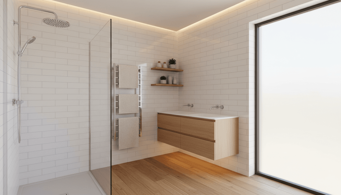 Modern bathroom renovation with updated fixtures