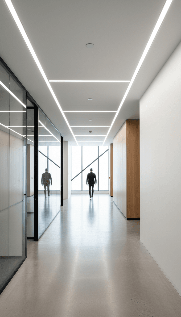 Commercial space renovation showing completed build-out and professional finishes