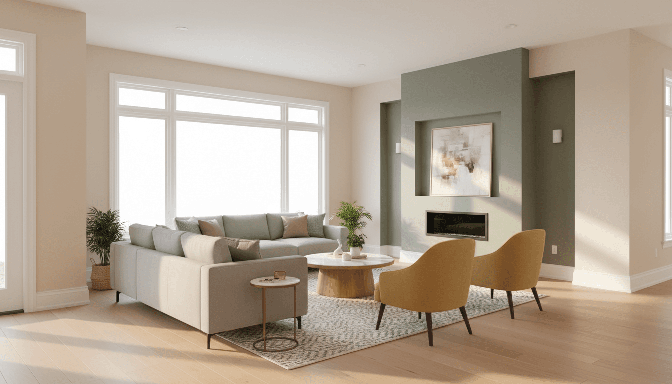 Living room transformation after full interior remodeling project